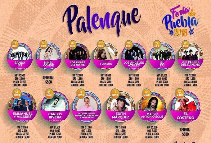 Feria de Puebla 2018: Yuridia, Tigres del Norte y El Buki estarán en el palenque