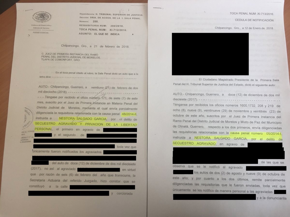 Presentan testiminio de secuestrada por Nestora Salgado