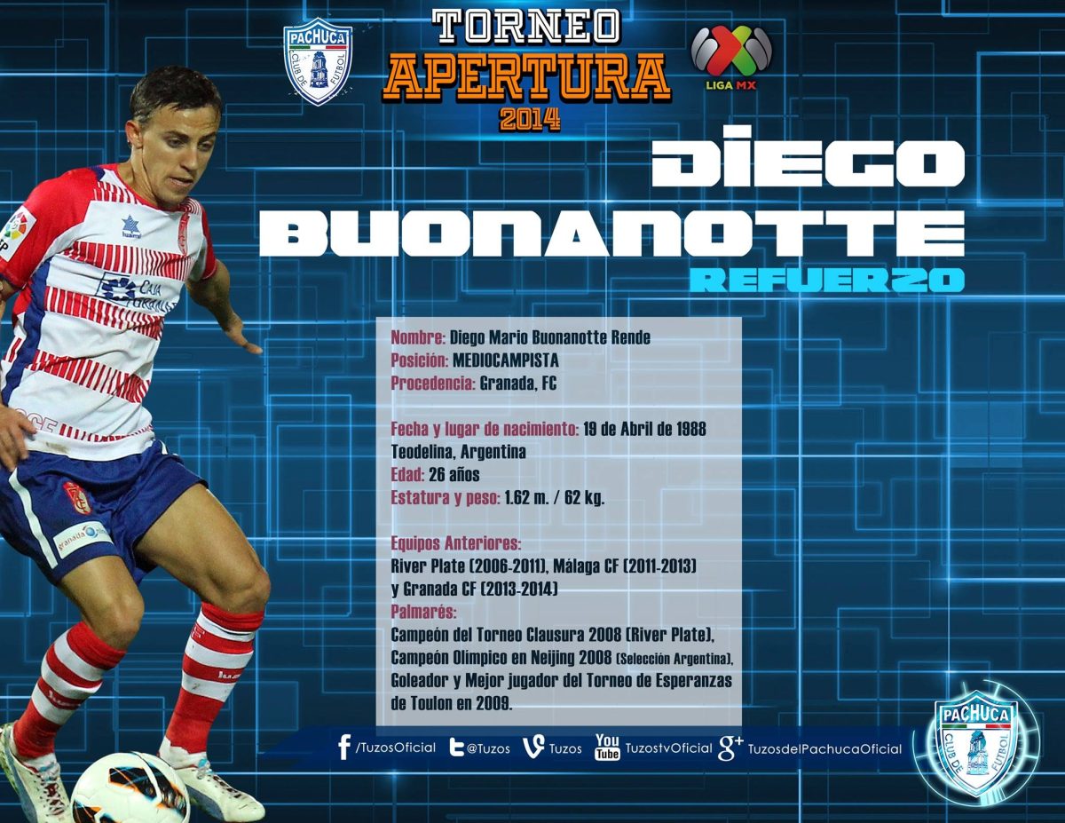 Diego Buonanotte se incorpora al Pachuca