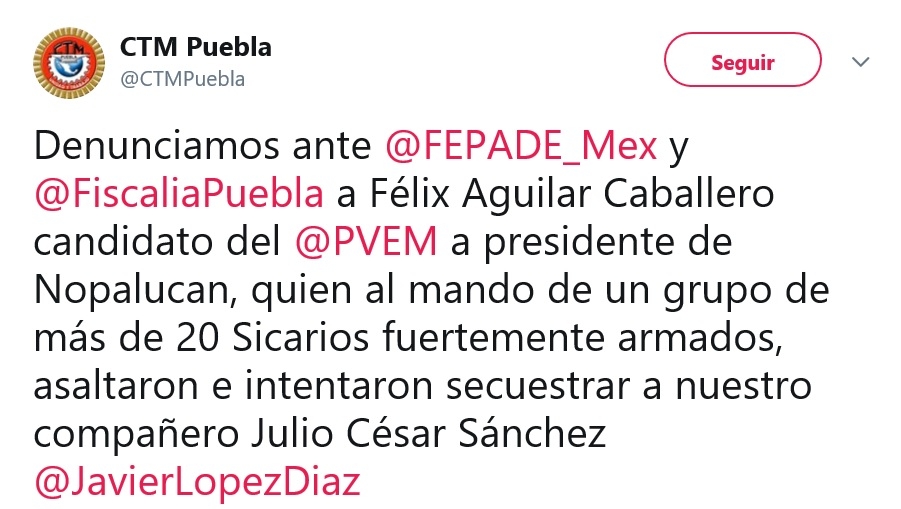 CTM denunció en junio por secuestro al edil electo de Nopalucan ejecutado
