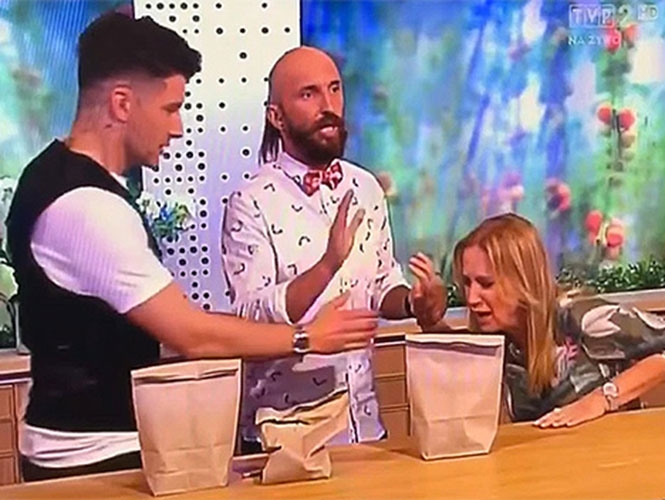 VIDEO: Falla truco de magia y conductora de TV sale herida