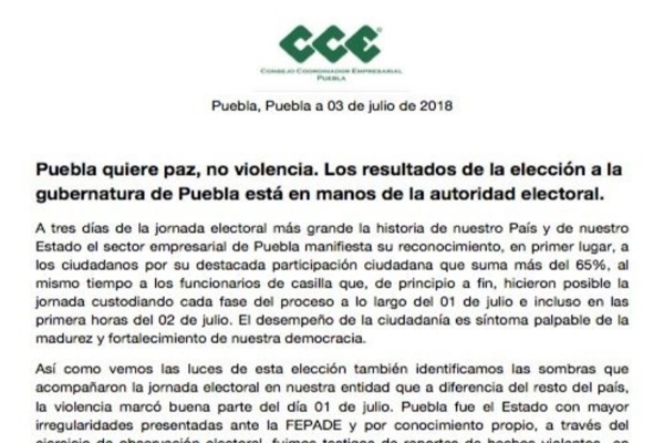 CCE pide civilidad y respeto a la autoridad electoral