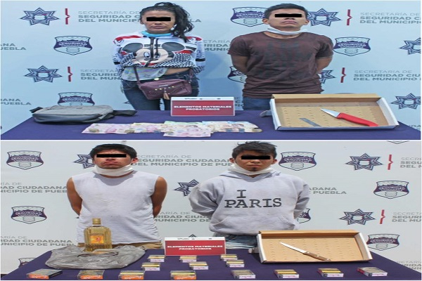 Cuatro asaltantes de Oxxo’s fueron asegurados en Puebla