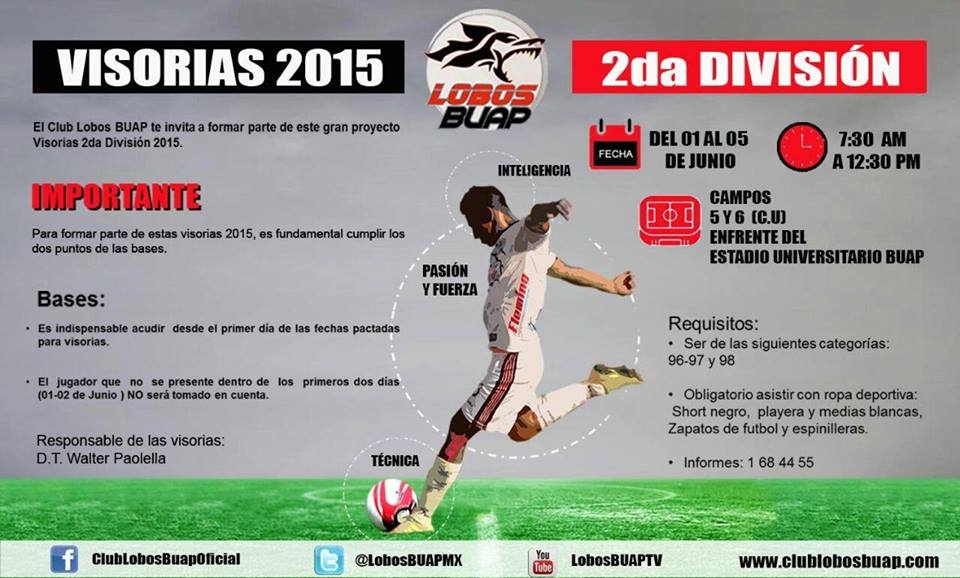 Lobos BUAP abre visorías para el equipo de Segunda División