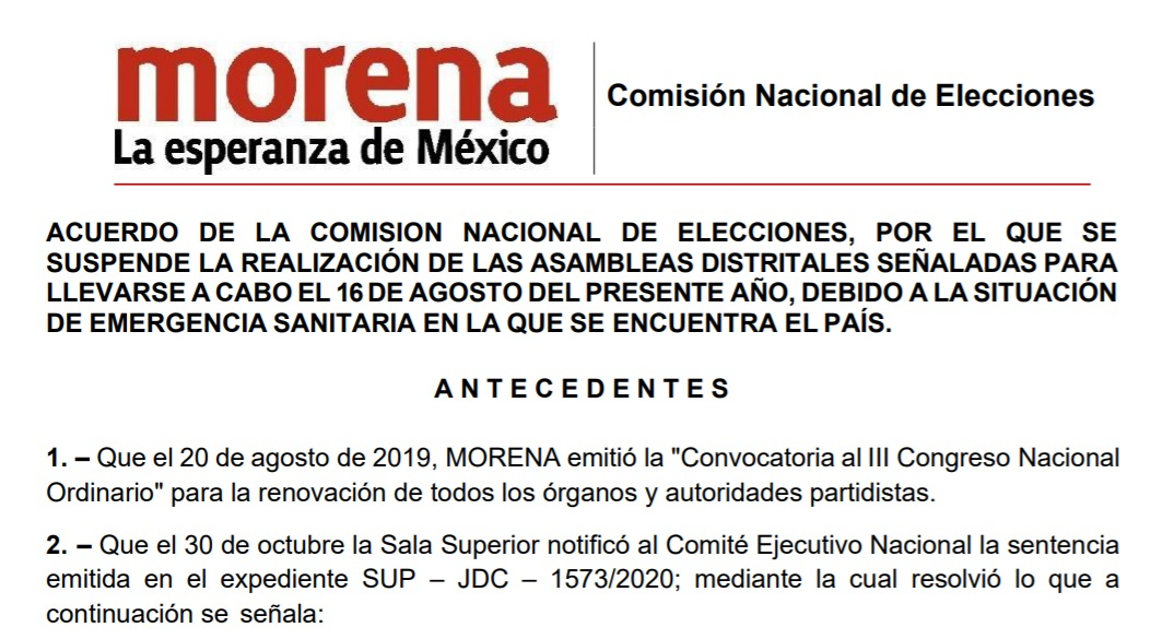 Morena posterga una vez más elección de dirigencia