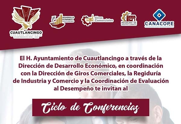 Ayuntamiento de Cuautlancingo y la Canacope invitan a  pequeños comercios a un ciclo de conferencias