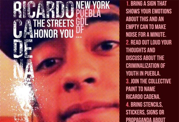 Convocan a pinta colectiva por #RicardoCadena en Nueva York y Puebla