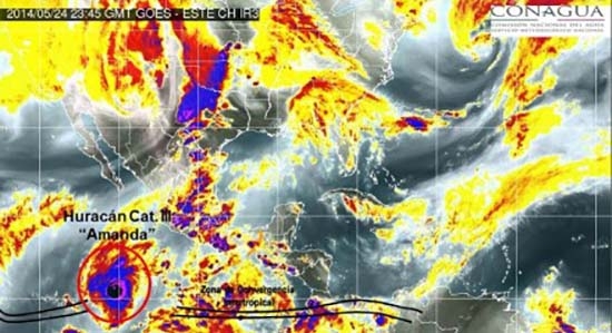 Huracán “Amanda” se intensifica y alcanza categoría 4