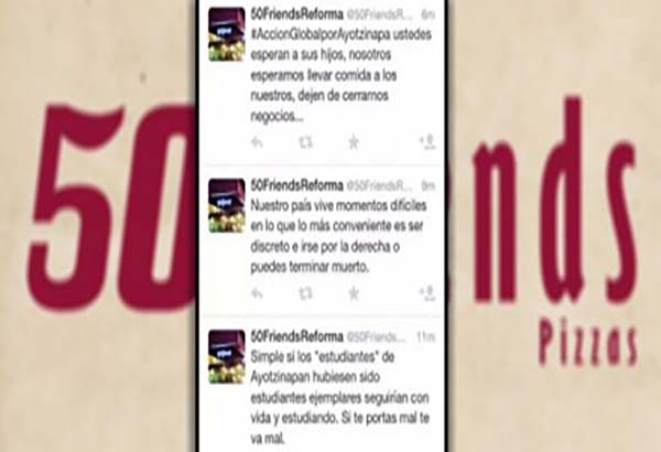 Ahora cadena de pizzerías desata indignación por tuits contra normalistas
