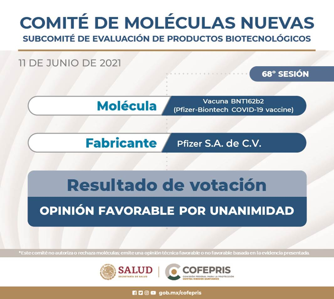 Alistan autorización de vacuna Pfizer para mayores de 12 años en México