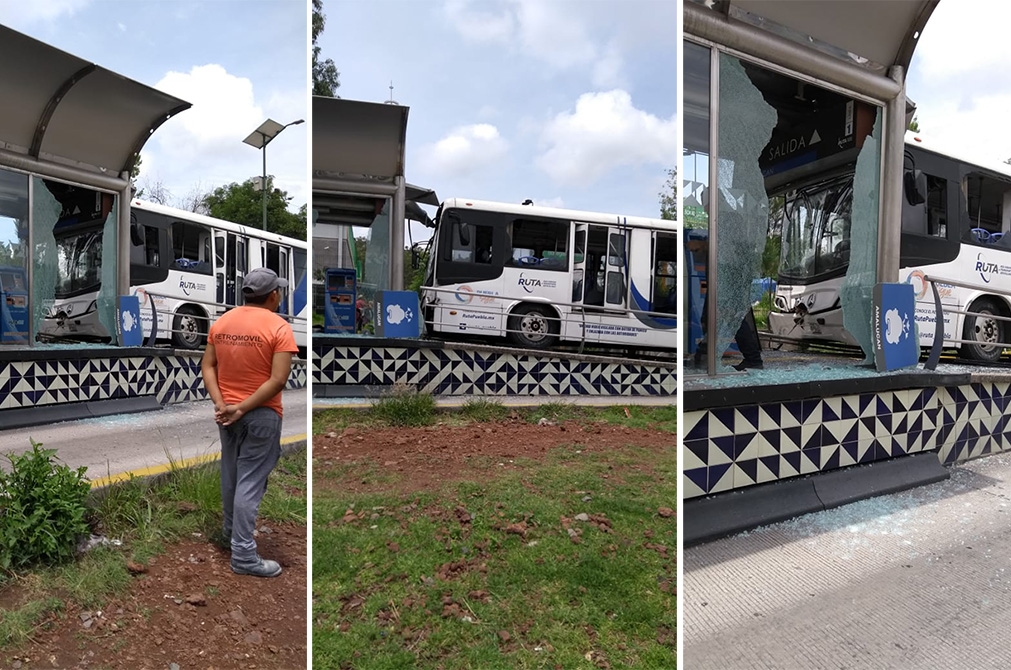 Unidad de RUTA choca contra estación en Bosques de San Sebastián