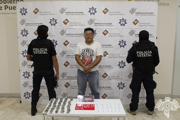 Cómplice de “El Croquis” fue asegurado con másde 100 dosis de droga en Puebla