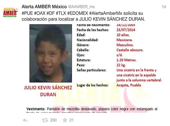 Alerta Amber de Puebla, interacción limitada en Twitter