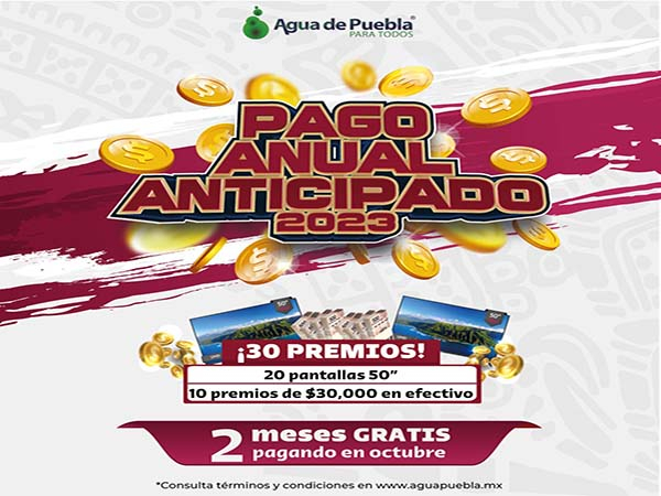 Agua de Puebla: el lunes 31 de octubre vence promoción para Pago Anual Anticipado 2023