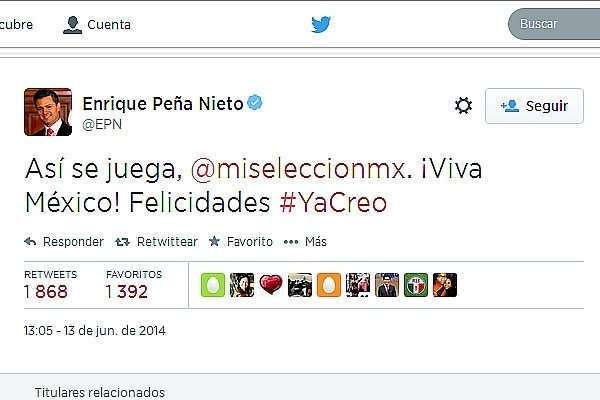 Brasil 2014: Peña Nieto felicitó a la Selección Mexicana
