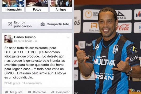Político de Guanajuato llamó simio a Ronaldinho