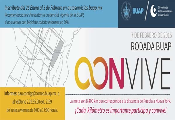 BUAP realizará Rodada “Convive”; 14 kilómetros de recorrido