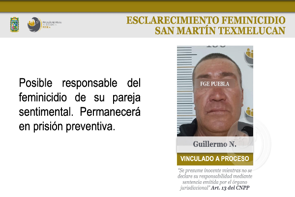 Feminicida de Texmelucan es vinculado a proceso