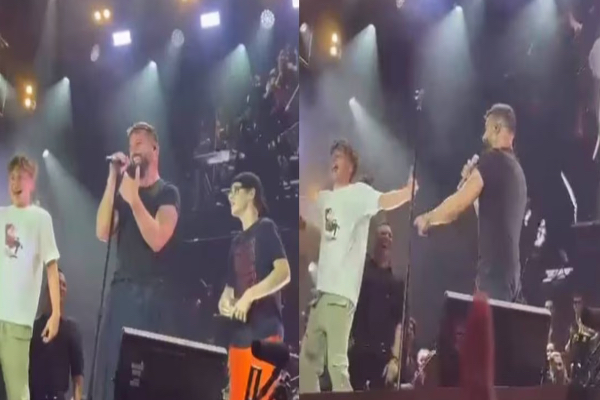 Hijos de Ricky Martin suben al escenario a bailar con él