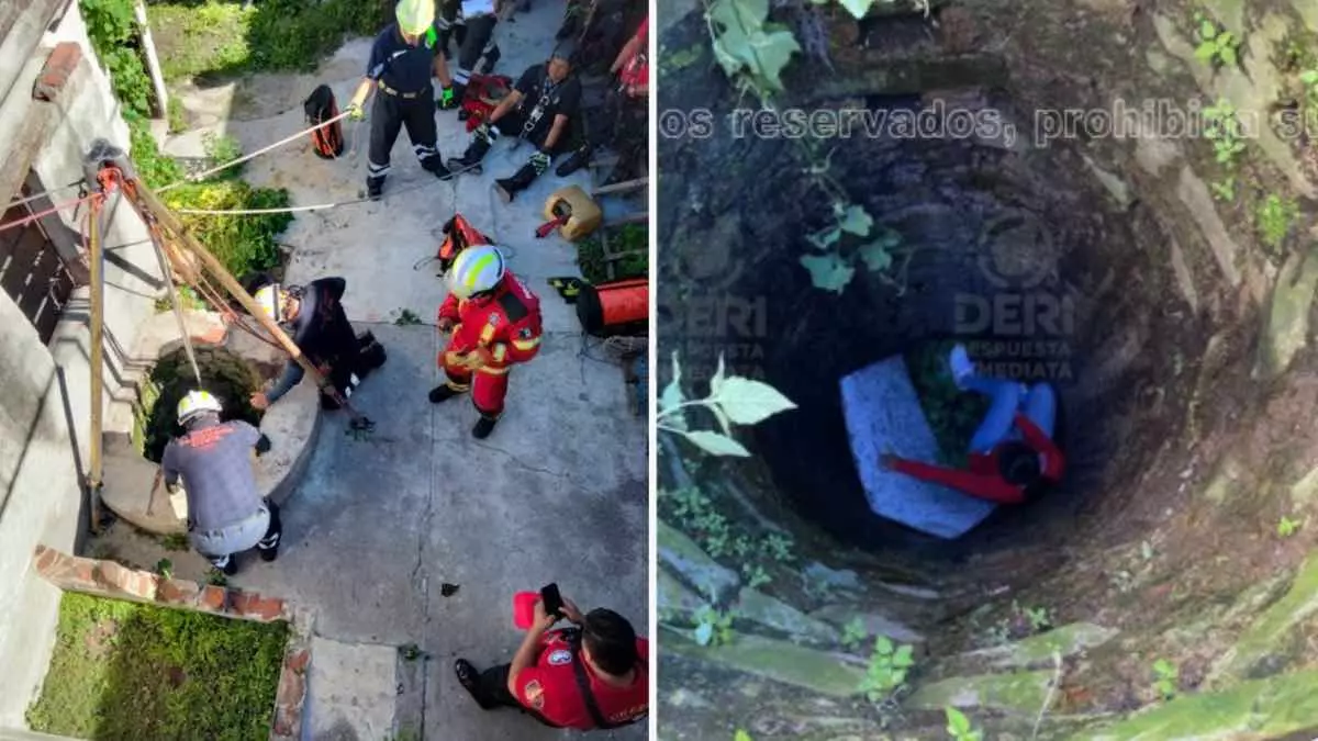 Rescatan a mujer que cayó a un pozo de 10 metros en San Baltazar Campeche