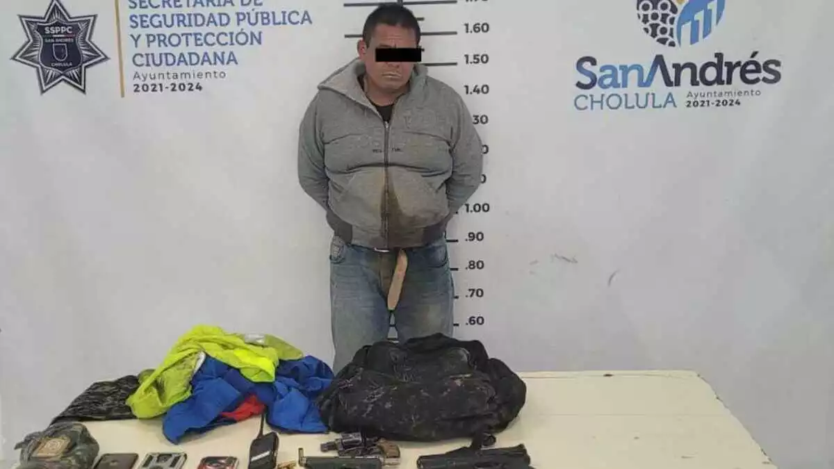 Ladrón con arma de fuego es capturado en San Andrés Cholula