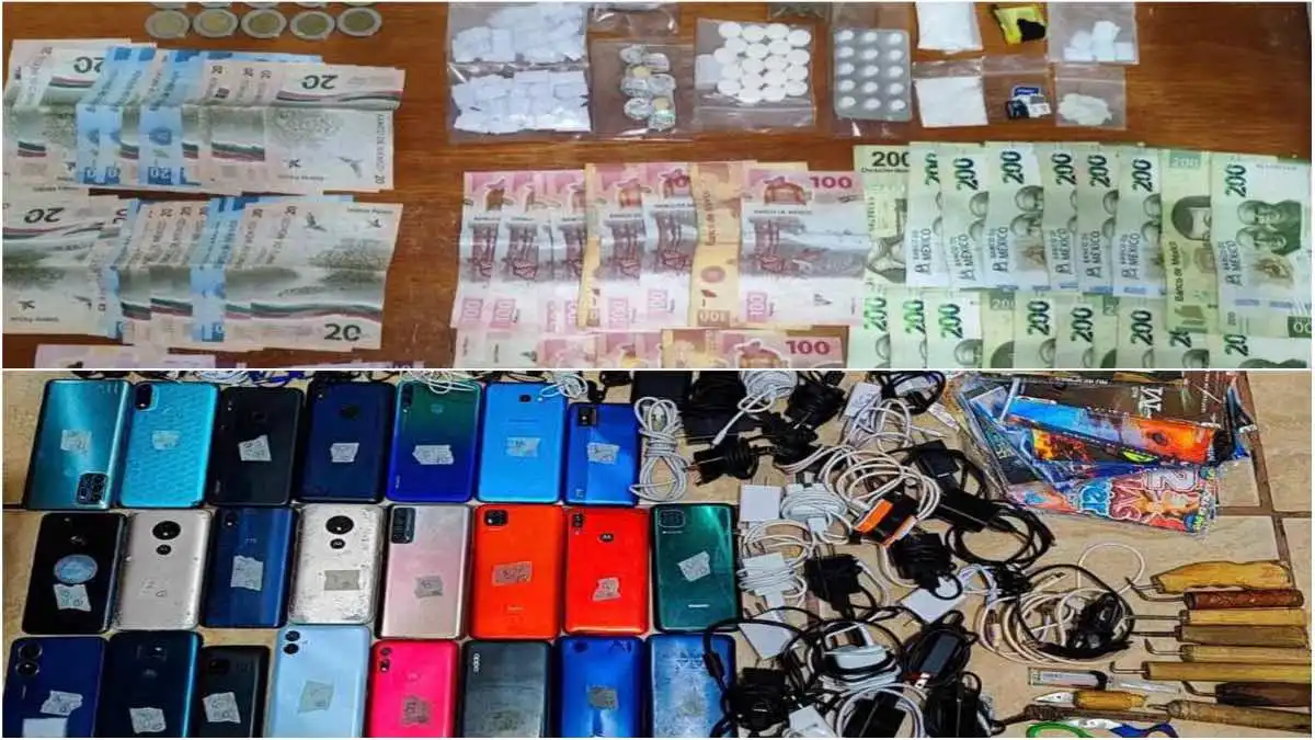 Hallan drogas, celulares y dinero en efectivo tras cateo en penal de Huejotzingo