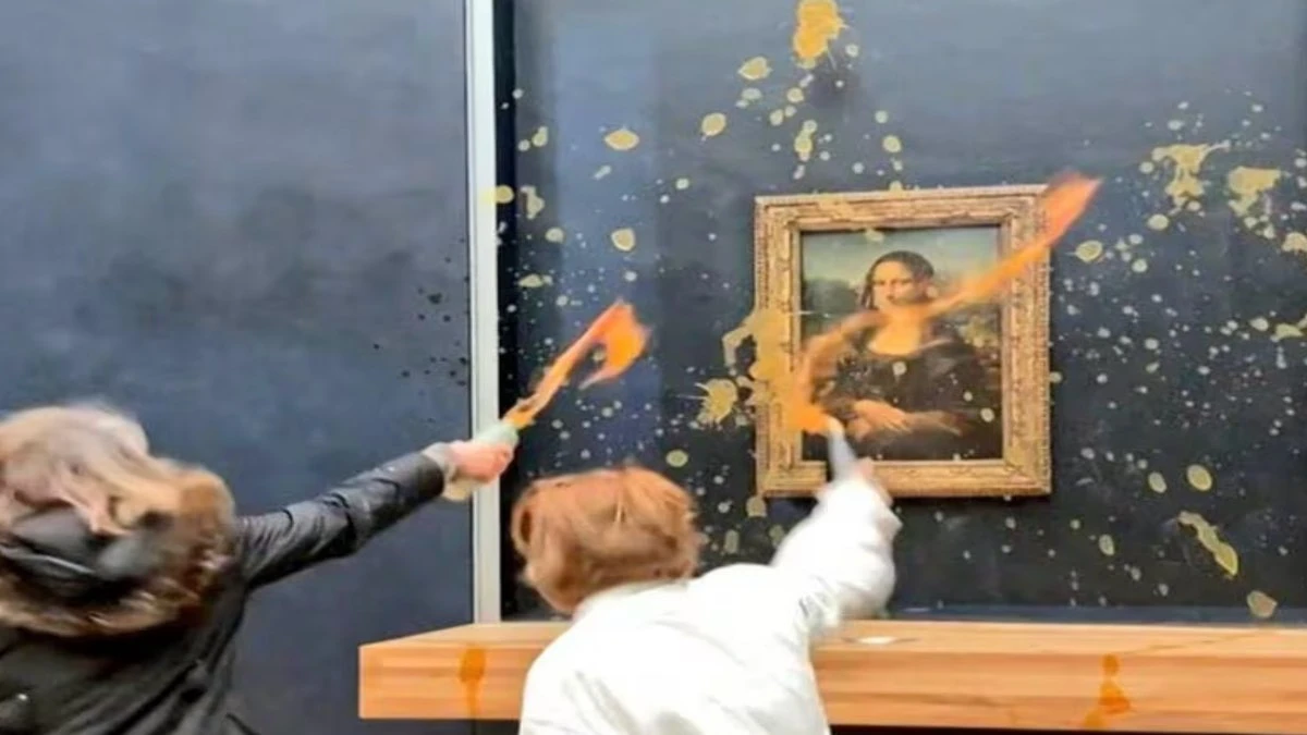 Activistas climáticas arrojaron sopa al cuadro de la Mona Lisa