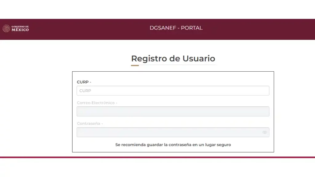 Vista del registro de usuario en la plataforma digital de la SEP.