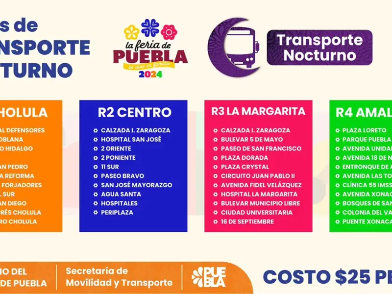 Feria de Puebla 2024: estas son las rutas de transporte nocturno