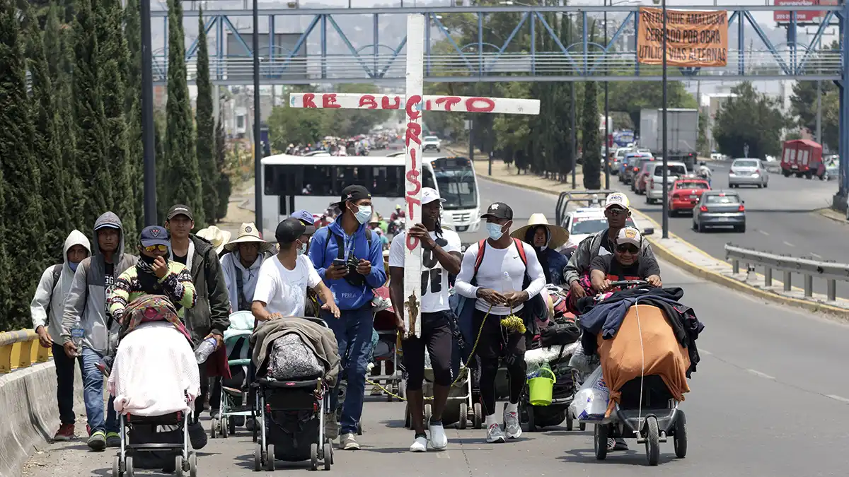 Caravana Migrante pasó por Amozoc, Puebla