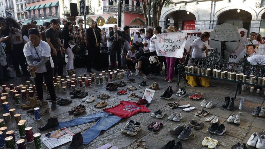La manifestación en el zócalo de Puebla