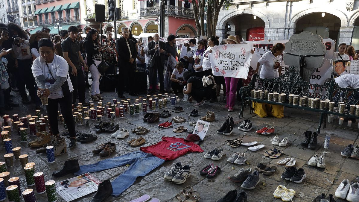 La manifestación en el zócalo de Puebla