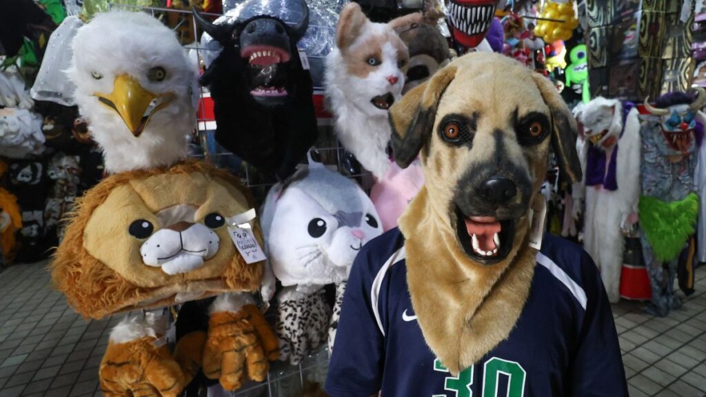 Máscaras en tienda de disfraces